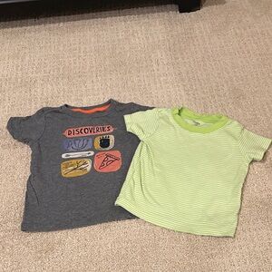 Gray Graphic and Green Striped Tees